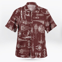 Space Ship Pattern Hawaiian Shirt - Brown - Dream Art Europa