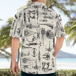 Space Ship Pattern Hawaiian Shirt - White - Dream Art Europa