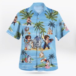 Leia Solo Bb8 R2-D2 Summer Time- Hawaiian Shirt - Blue