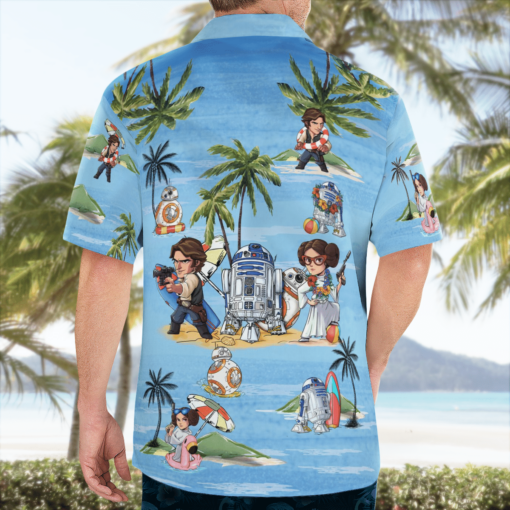 Leia Solo Bb8 R2-D2 Summer Time- Hawaiian Shirt - Blue