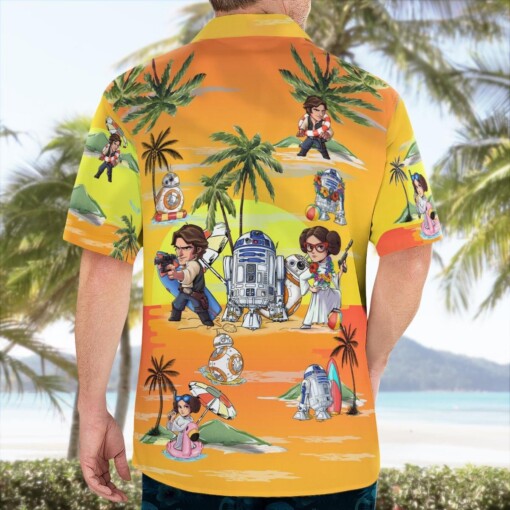 Leia Solo Bb8 R2-D2 Summer Time- Hawaiian Shirt - Sunset Yellow