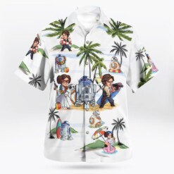 Leia Solo Bb8 R2-D2 Summer Time- Hawaiian Shirt - White