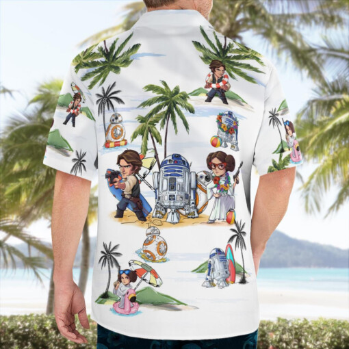 Leia Solo Bb8 R2-D2 Summer Time- Hawaiian Shirt - White