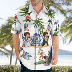 Leia Solo Bb8 R2-D2 Summer Time- Hawaiian Shirt - White - Dream Art Europa