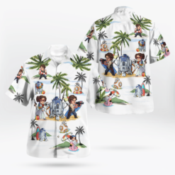 Leia Solo Bb8 R2-D2 Summer Time- Hawaiian Shirt - White - Dream Art Europa