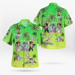 Leia Solo Bb8 R2-D2 Summer Time- Hawaiian Shirt - Sunset Green - Dream Art Europa