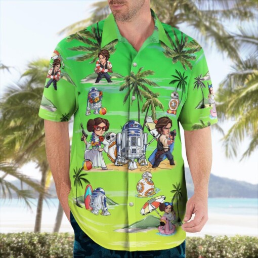 Leia Solo Bb8 R2-D2 Summer Time- Hawaiian Shirt - Sunset Green