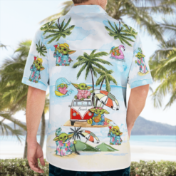 Baby Yoda Summer Time- Hawaiian Shirt - Light Blue - Dream Art Europa