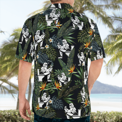 Stormtrooper Reading On The Toilet Tropical Leaves Hawaiian Shirt
