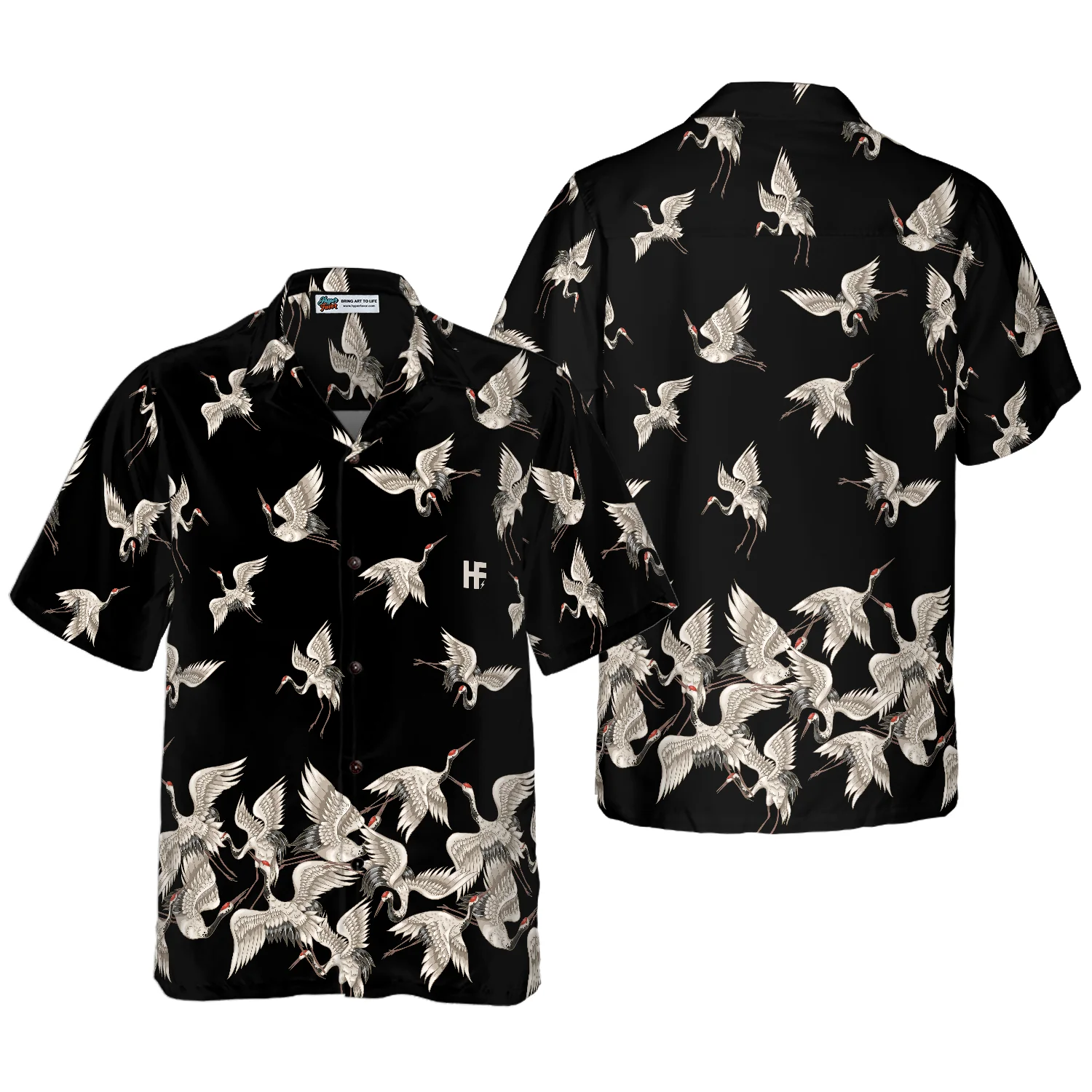 Oriental Red-headed Crane Hawaiian Shirt Aloha Shirt For Men and Women