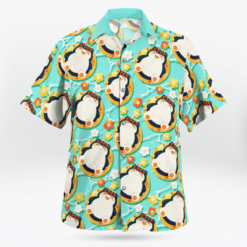 Snorlax On Vacation Beach Outfits Aloha Shirt For Men Women