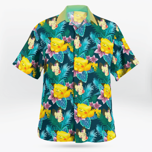 Pikachu On Summer Day Beach Outfits Aloha Shirt For Men Women