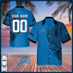 Personalize NFL Detroit Lions Polynesian Tattoo Design Hawaiian Shirt