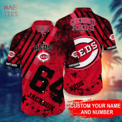 Cincinnati Reds MLB-Personalized Hawaiian Shirt Red Digital Style 01