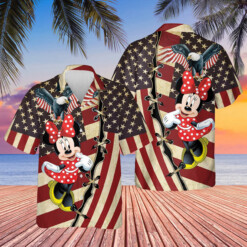 Minnie American Flag Pattern 3D Hawaiian Shirt Hot Summer Aloha Shirt For Men Women - Dream Art Europa