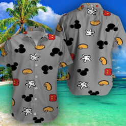 Disney Mickey Mouse Floral Aloha Hawaiian Shirt Grey Style 012 - Dream Art Europa