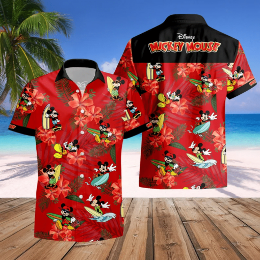 Red Mickey Mouse Costume Disney 3D Summer Hawaiian Shirt