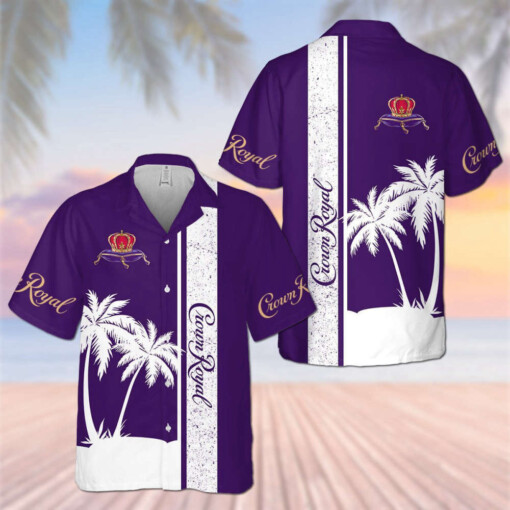 New Summer Crown Royal Palm Tree Pattern Hawaiian Shirt