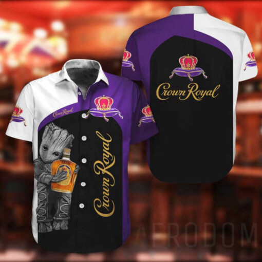 Baby Groot Hub Crown Royal Hawaiian Shirt Summer Aloha Shirt For Men Women