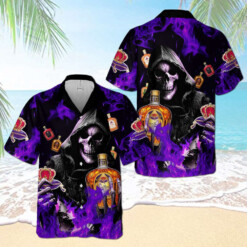 Crown Royal Flame Smiling Death Hawaiian Shirt - Dream Art Europa