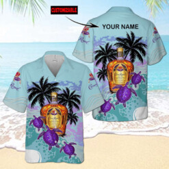 Personalized Crown Royal Turtles Palm Tree Hawaiian Shirt - Dream Art Europa