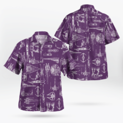 Space Ship Pattern Hawaiian Shirt Violet Summer Aloha Shirt For Men Women - Dream Art Europa