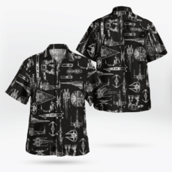 Space Ship Pattern Hawaiian Shirt Black Summer Aloha Shirt For Men Women - Dream Art Europa