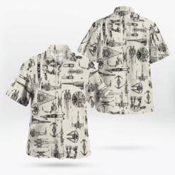 Space Ship Pattern Hawaiian Shirt White Summer Aloha Shirt For Men Women - Dream Art Europa