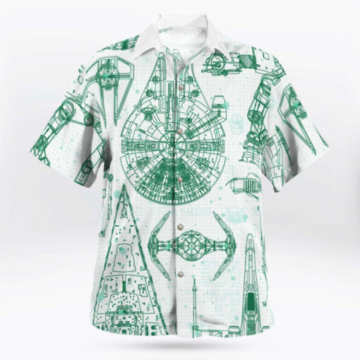 Star Wars Ships Drawing Hawaiian Shirt Summer Aloha Shirt For Men Women