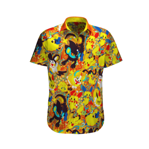 Pokemon Yellow Color Hawaii Shirt Summer Aloha Shirt For Men Women
