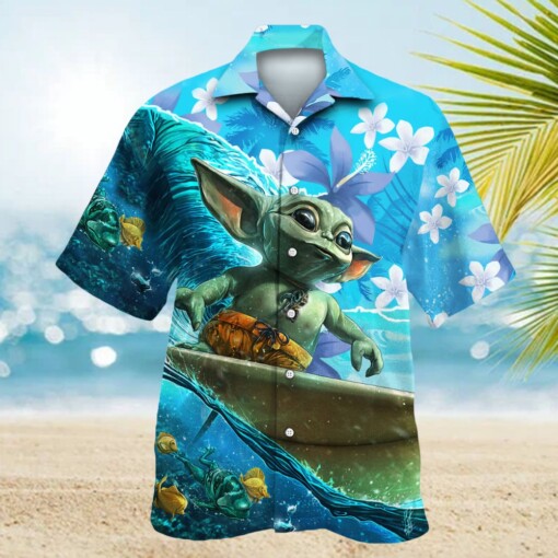 Star Wars Baby Yoda Surfing - Hawaiian Shirt