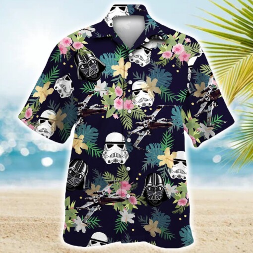 Star Wars Darth Vader Stormtrooper Helmet Tropical Pattern - Hawaiian Shirt