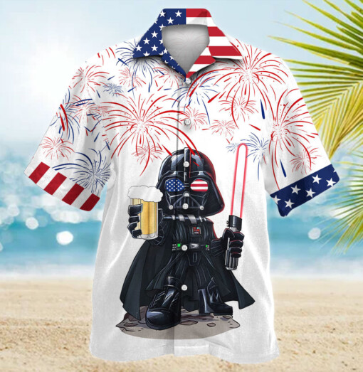 Star Wars Independence Day Darth Vader With Beer - Hawaiian Shirt