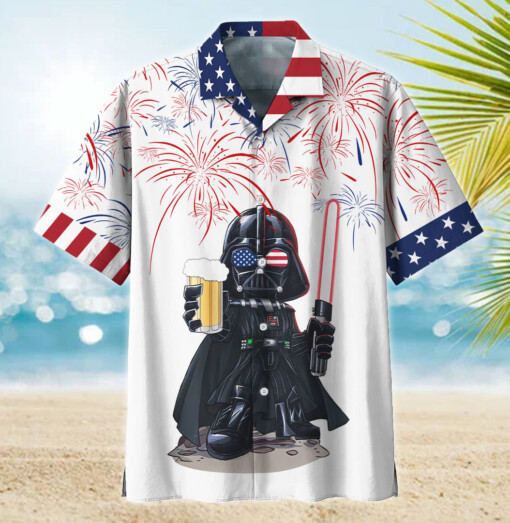 Star Wars Independence Day Darth Vader With Beer - Hawaiian Shirt