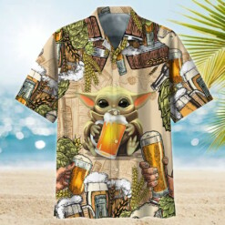 Star Wars Baby Yoda And Beer Wheat - Hawaiian Shirt - Dream Art Europa