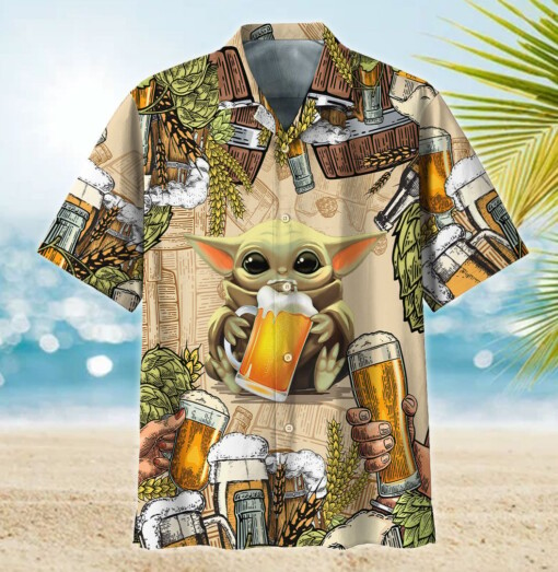 Star Wars Baby Yoda And Beer Wheat - Hawaiian Shirt