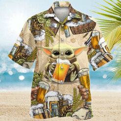 Star Wars Baby Yoda And Beer Wheat - Hawaiian Shirt