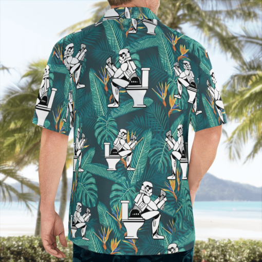 Stormtrooper Toilet Tropical Leaves Hawaiian Shirt