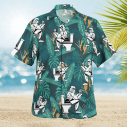 Stormtrooper Toilet Tropical Leaves Hawaiian Shirt