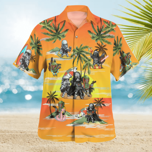 Vader Boba Fett Trooper Summer Time Hawaiian Shirt - Sunset Yellow