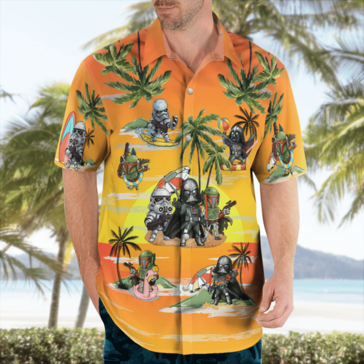 Vader Boba Fett Trooper Summer Time Hawaiian Shirt - Sunset Yellow