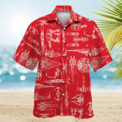 Space Ships Star Wars Red - Hawaiian Shirt