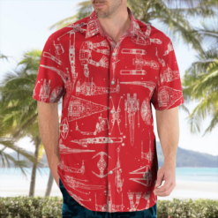 Space Ships Star Wars Red - Hawaiian Shirt - Dream Art Europa