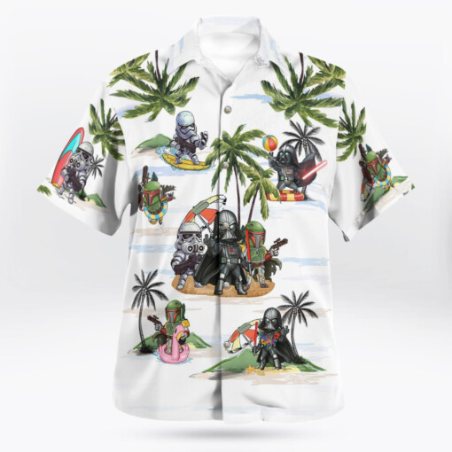 Vader Boba Fett Trooper Summer Time Hawaiian Shirt - White