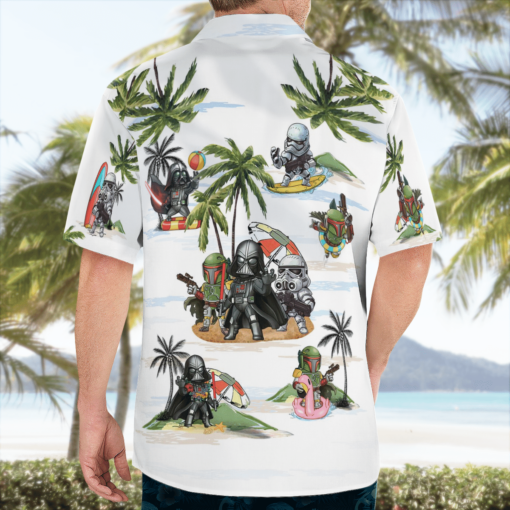 Vader Boba Fett Trooper Summer Time Hawaiian Shirt - White