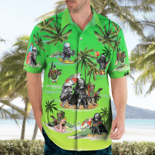 Vader Boba Fett Trooper Summer Time Hawaiian Shirt - Green