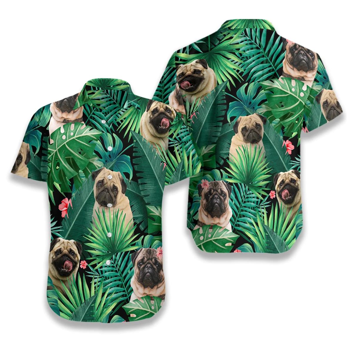 Tropical Pug Hawaiian Shirt Aloha Shirt For Men and Women