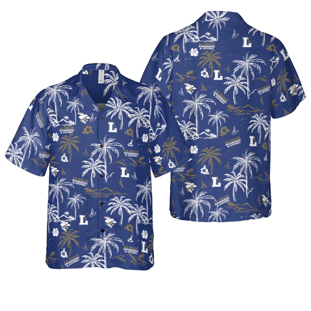La Salle Swimming And Diving Logo Blue Version Hawaiian Shirt Aloha Shirt For Men and Women