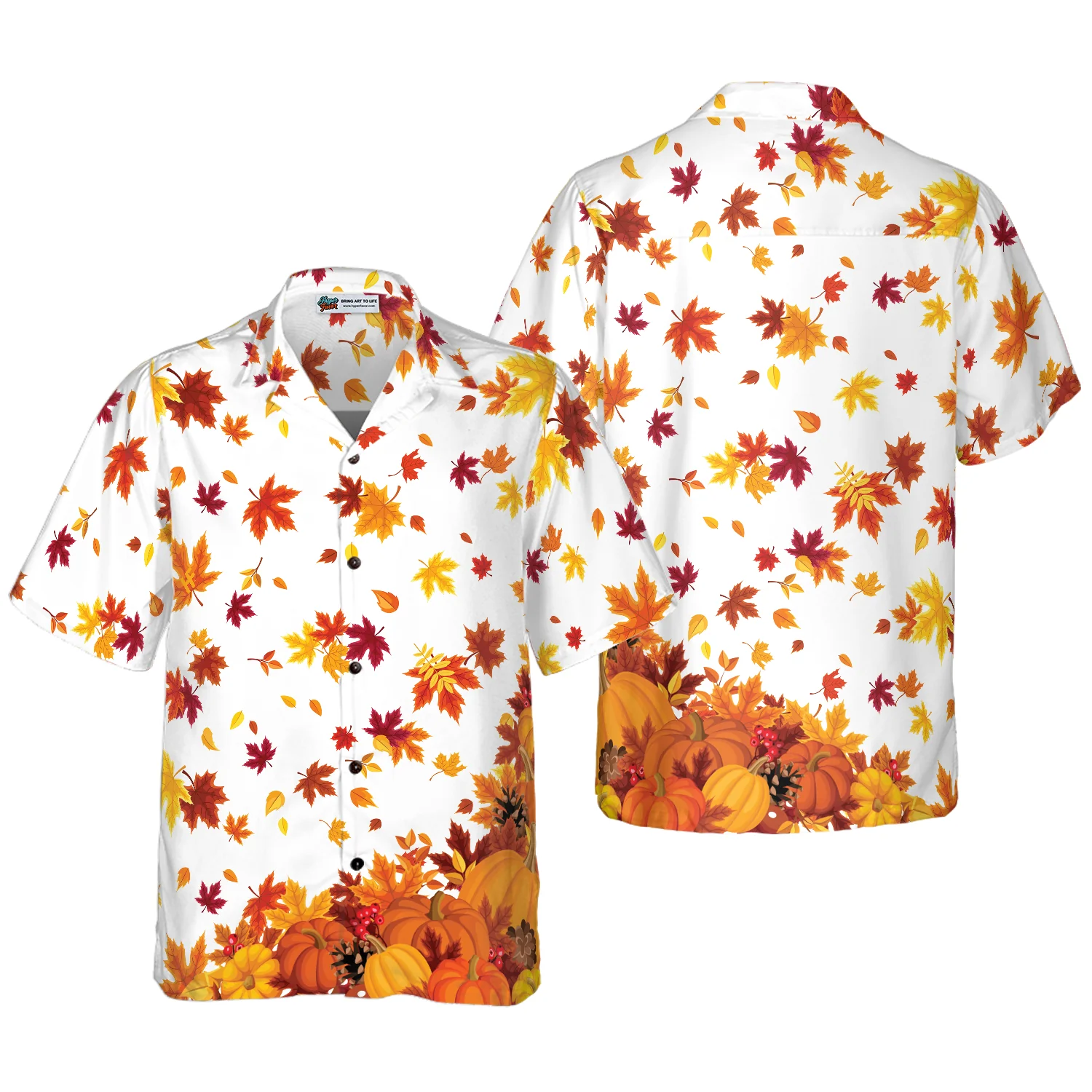 Thanksgiving Pumpkins And Autumn Leaves Hawaiian Shirt Aloha Shirt For Men and Women