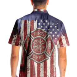 American Flag Fire Dept Firefighter Hawaiian Shirt Fire Department Logo Firefighter Shirt Aloha Shirt For Men and Women - Dream Art Europa